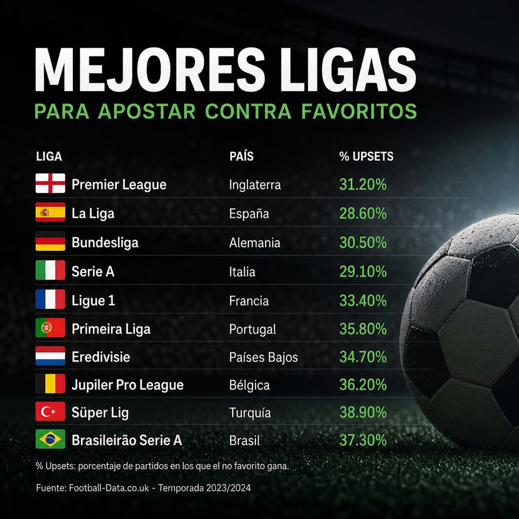 mejores ligas para apostar contra favoritos