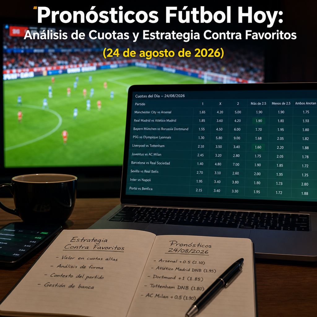 pronosticos futbol hoy analisis de cuotas y estrategia contra favoritos 24 de agosto de 2026