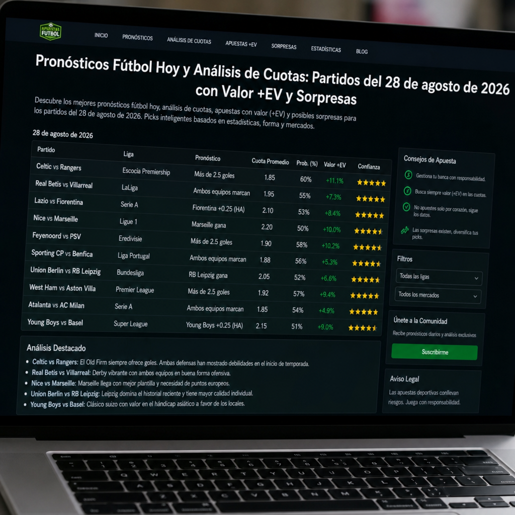 pronosticos futbol hoy y analisis de cuotas partidos del 28 de agosto de 2026 con valor ev y sorpresas