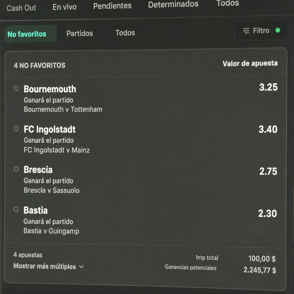 valor en no favoritos apuestas